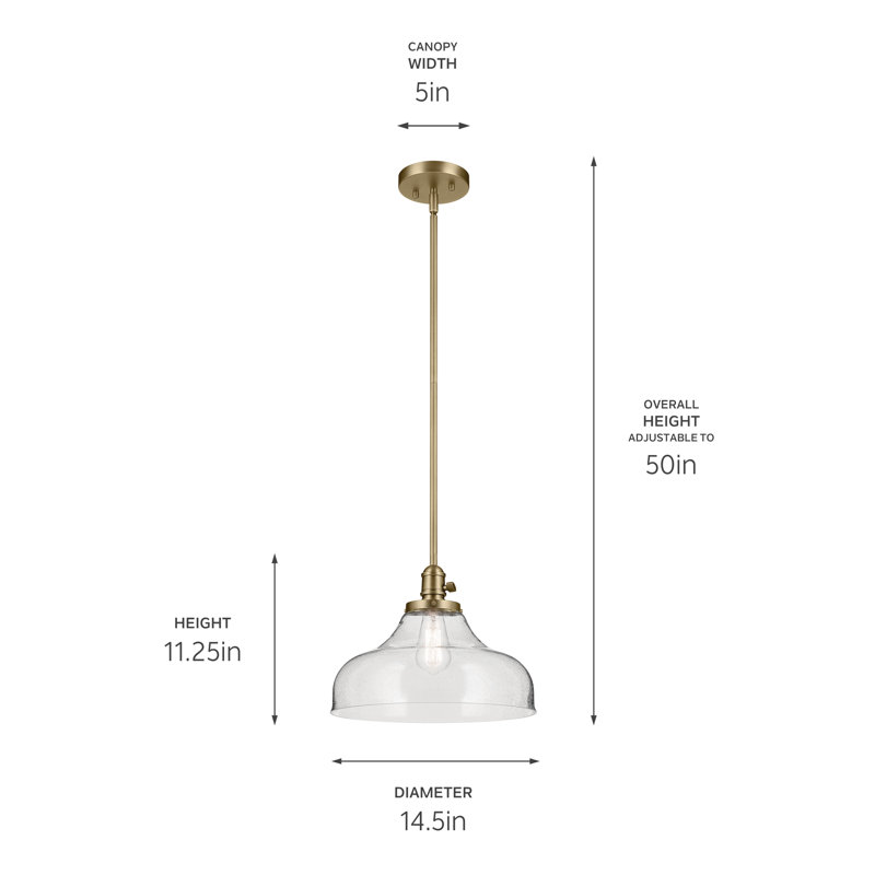Luminaire suspendu 1 lumière 11,25 po, Laiton naturel