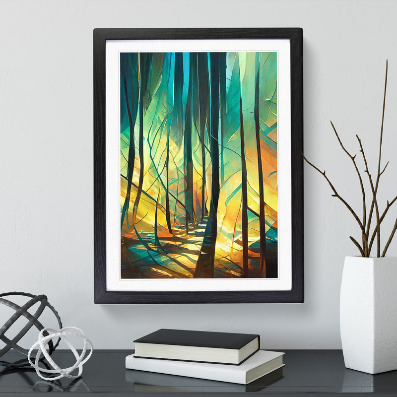 Forest Expressionism No.3 Abstract - Single Picture Frame Painting, Black, 64cm H x 46cm W x 2cm D