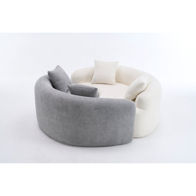 S-Curved Chenille Sectional Sofa: Dual-Depth (21.3" & 26.8"), No Assembly, Compact For Small Spaces, 400 Lbs