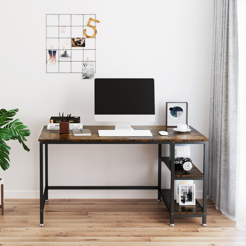 120cm W Rectangle Writing Desk, Rustic Brown/Black