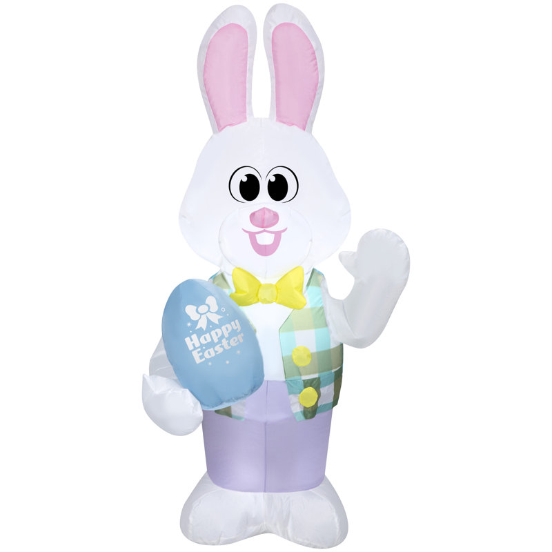 The Holiday Aisle® Lapin gonflé tenant un œuf «Joyeuses Pâques» gonflable