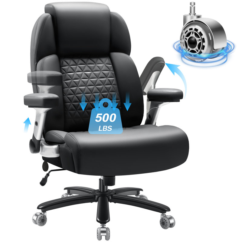 500lbs Heavy Duty Ergonomic Office Chair, Big Executive Chair With Adjustable Lumbar Support