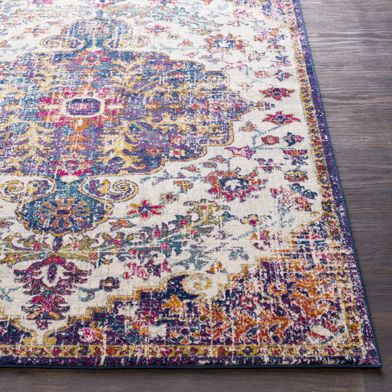 Cassville Power Loom Burgundy/Teal Rug, Rectangle 61 x 91cm