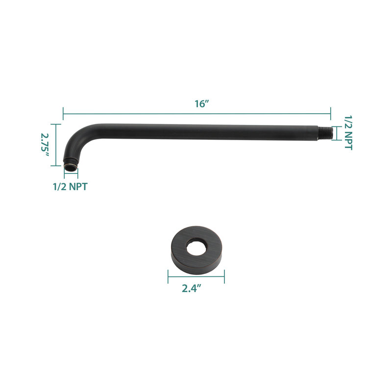 16" Oil Rubbed Bronze Wall Mounted Shower Arm