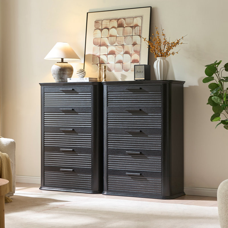 Accent chests with 5 drawers, Natural