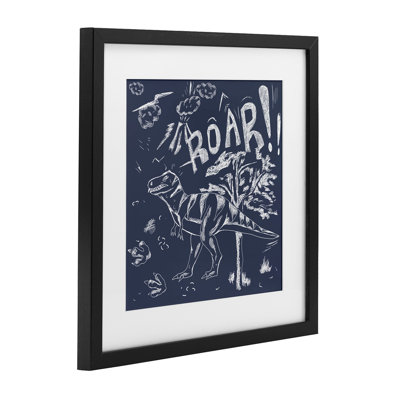 Sketchy Roar Dinosaur Framed Print Under Glass, design by HUE and MI and Sangita