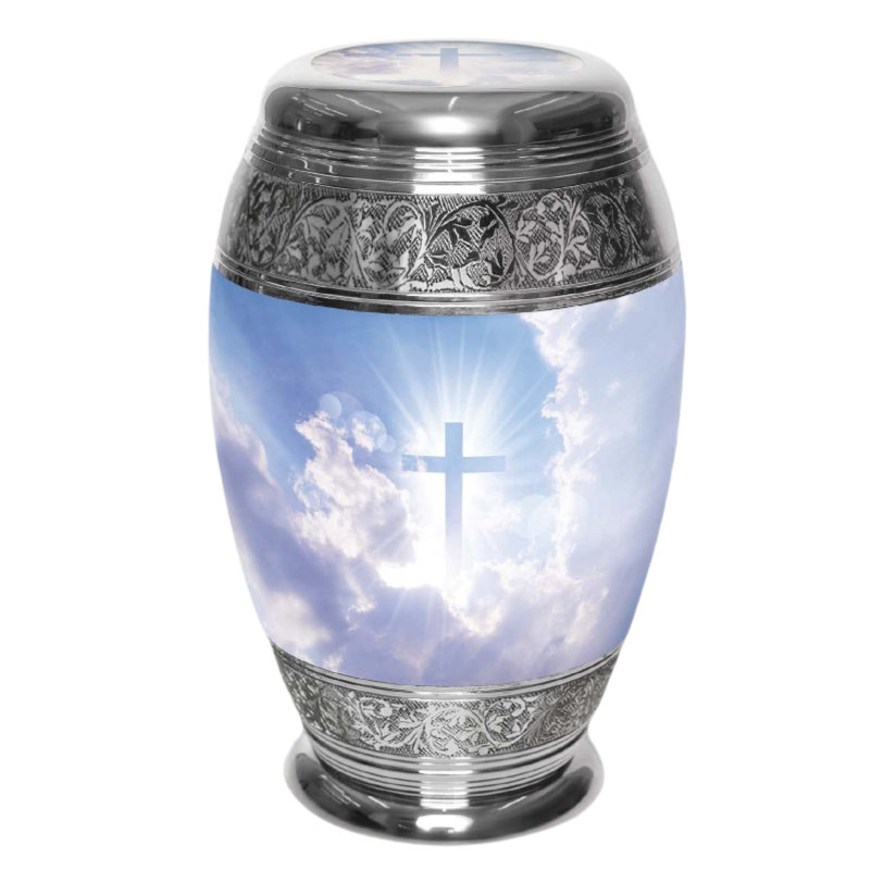 Heavenly Cross Cremation Urn for Ashes, Personalized Handcrafted Large Urn for Adults