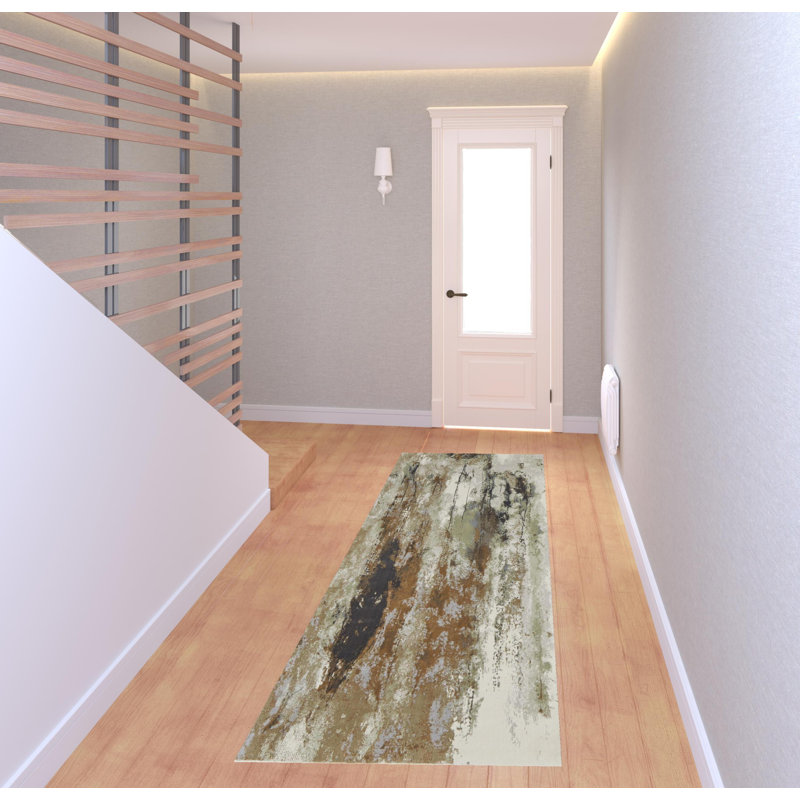 Tapis orange, orange, mauve et vert