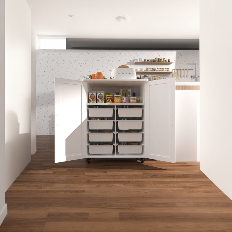 Armoire de rangement indépendante à deux portes avec roulettes