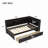 L-Shaped Bookcases Bed With Power Outlets, USB Charging Ports,Two Drawers-1899238230