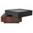 Multi-functional Square 360°Rotating Coffee Table with 2 Drawers, High Gloss 2-Tier Centre Table with Swivel Tabletop and Storage, Walnut Table Frame Side Table for Living Room, Black