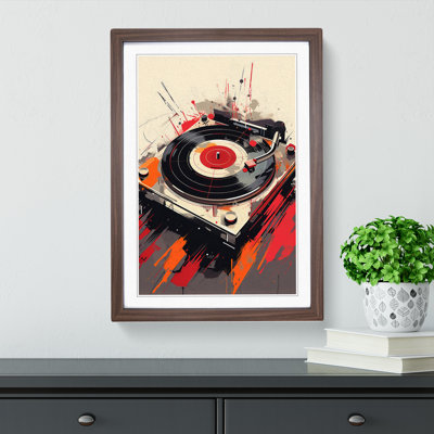 Vinyl Record Player Gestural - Framed Print