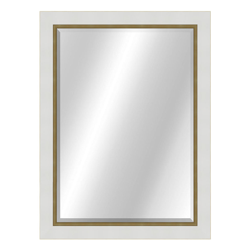 Metropolis Flat Mirror, 42" x 30", White/Gold