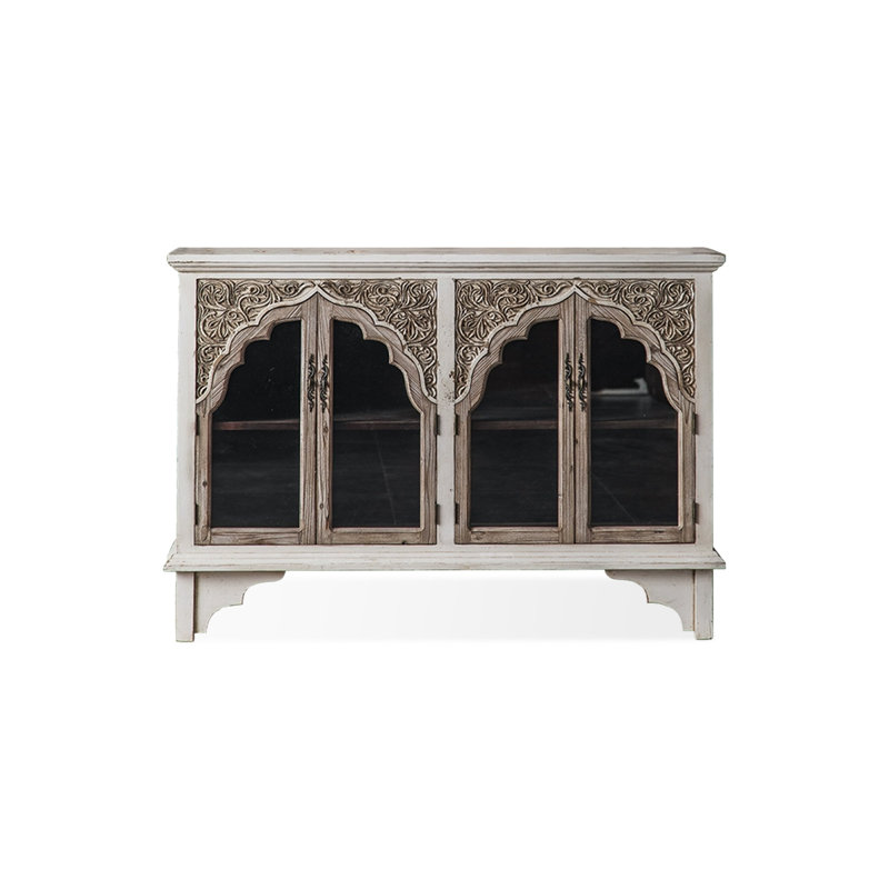 Retro White Solid Wood Sideboard