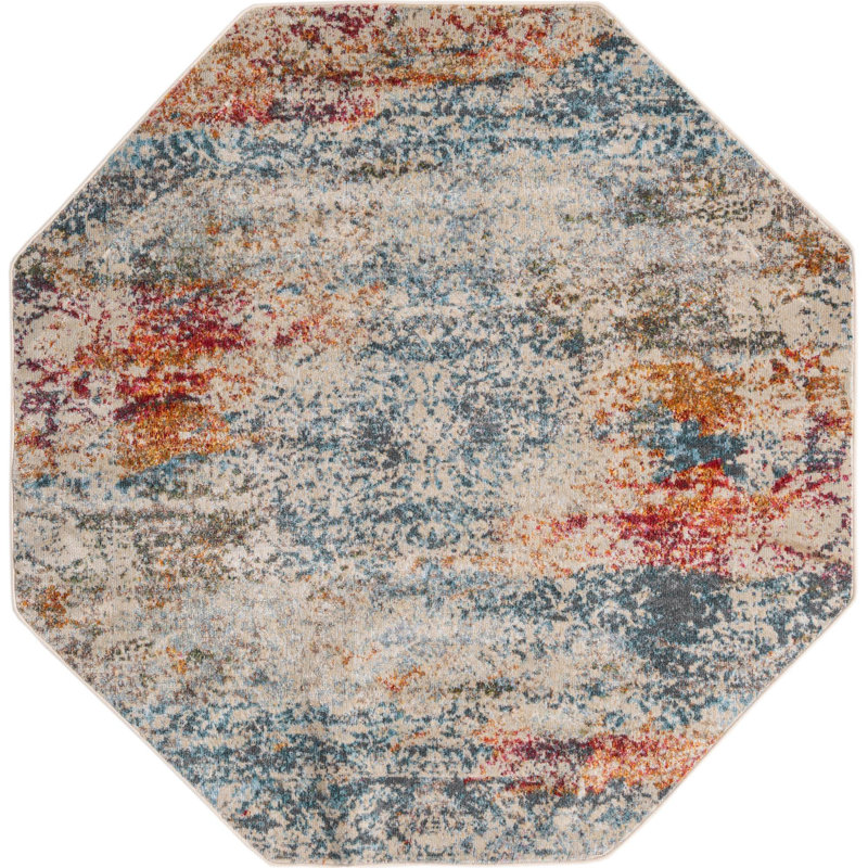 Abstract Indoor Rug, Octagon 5'