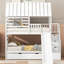 Lit simple / simple superposé avec lit gigogne, escalier de rangement pratique et conception attrayante sur le toit - fenêtre blanche simple au-dessus de l'espace