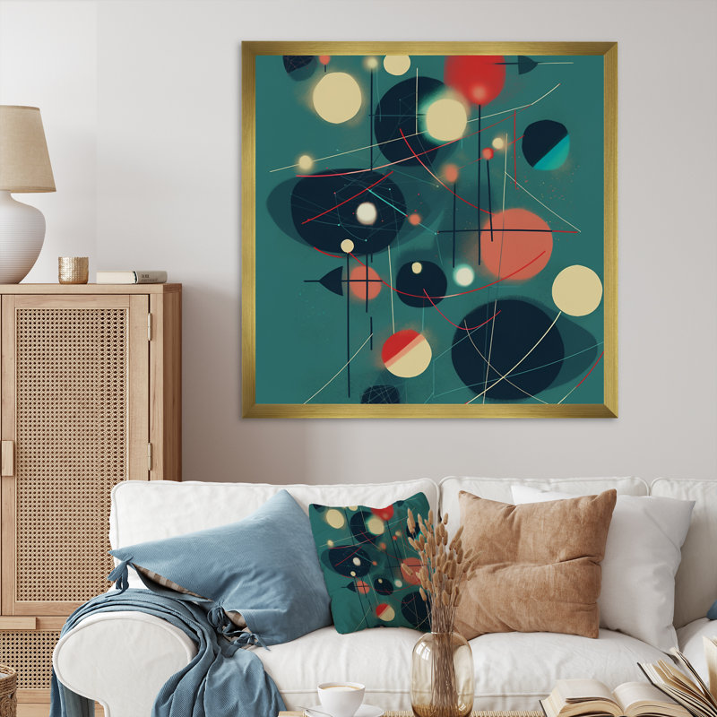 Mid Century Minimalistic approche II, reproduction d'art sur toile, H 16 po x l 16 po x P 1 po, Encadrement doré