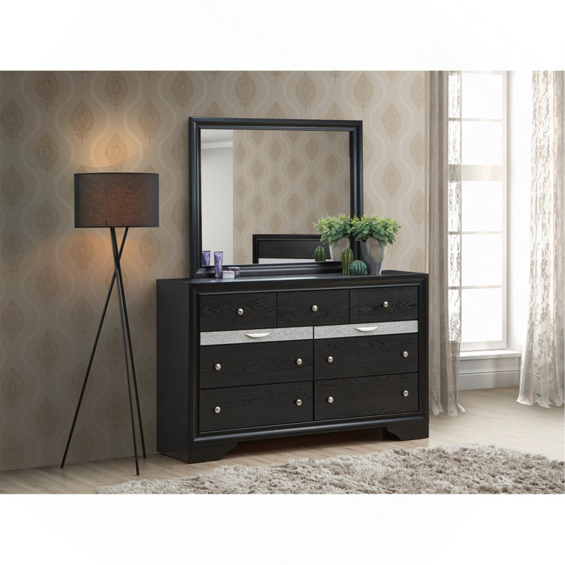 Madrid 9 Drawer Dresser Black, Black