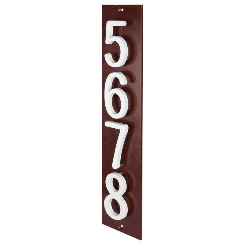 Royal Shade Floating Vertical Aluminum Address Plaque – Customized 4-Digit, White, Yes, Brown