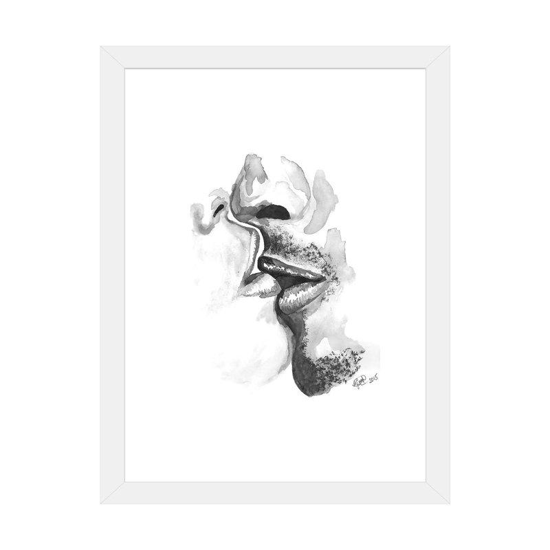 Kiss, reproduction d’art, H 24 po x l 16 po x P 1 po, Papier encadré blanc, Blanc
