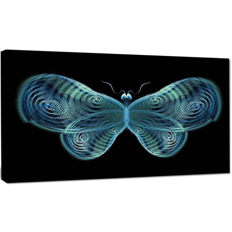 « light blue-papillon fractal », impression sur toile tendue, H 16 po x l 32 po x P 1 po