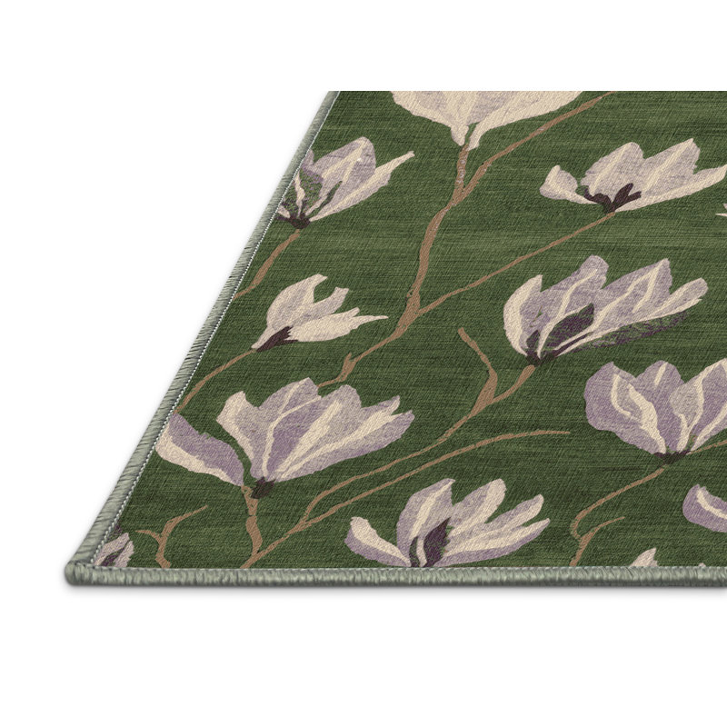 Machine Washable Botanical Area Rug