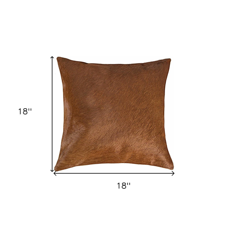 18" Brown Cowhide Throw Pillow