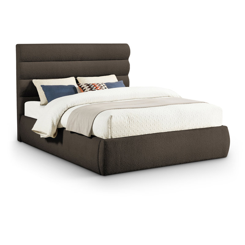 Lit en tissu Adam Boucle, Grand, Tissu bouclé brun