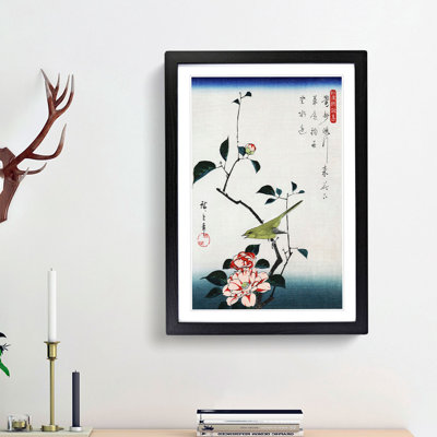 Camellia and a Nightingale by Utagawa Hiroshige - Picture Frame Painting Print