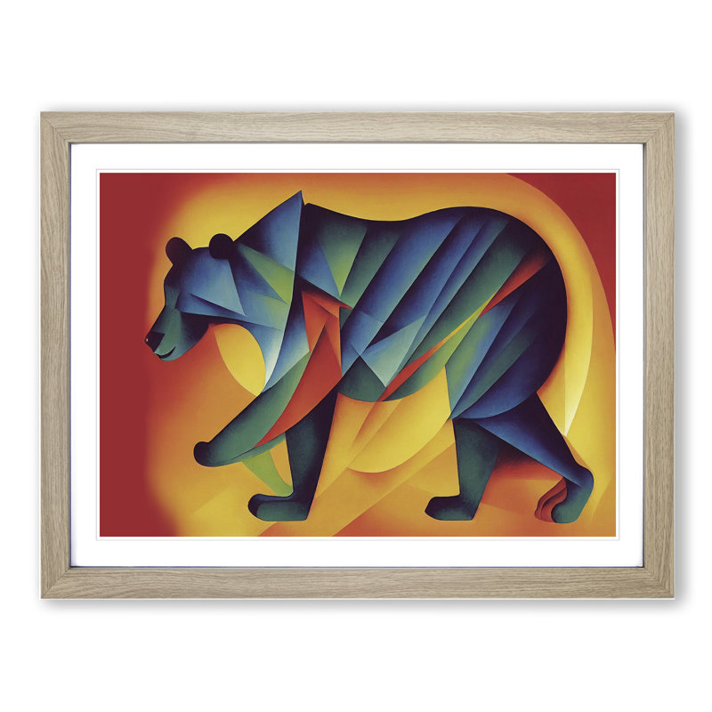 Abstract Bear Painting Vol.2 - Framed Print, 25cm H x 34cm W x 2cm D, Oak