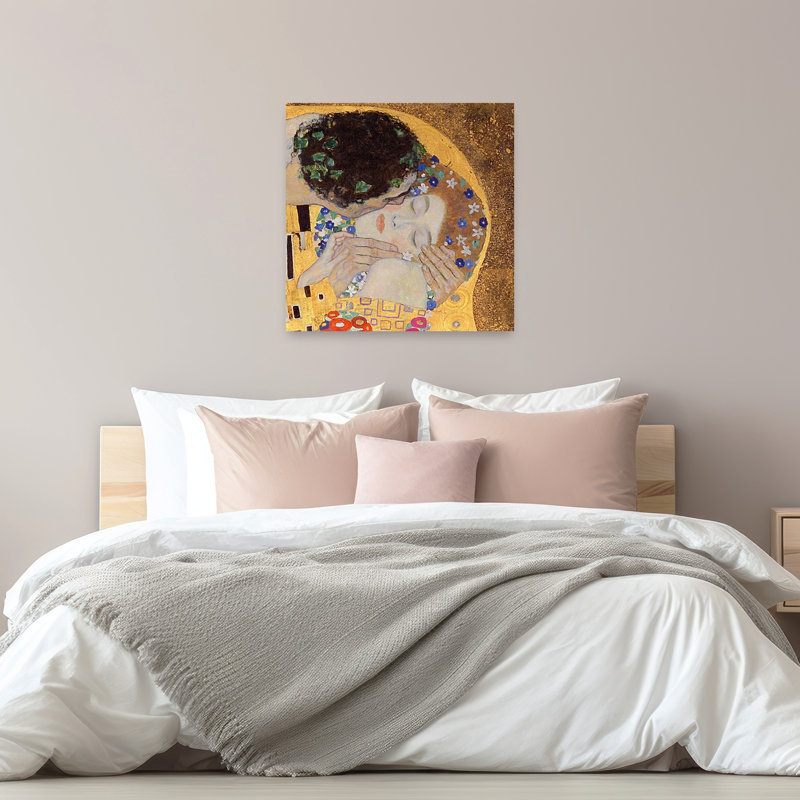 Le Baiser, estampe d'art mural abstrait contemporain de 1907-1908, H 32 po x l 32 po