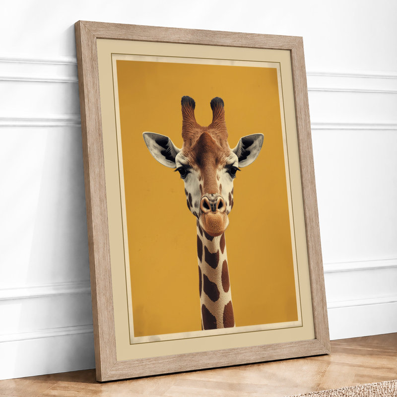 Giraffe Portrait Modern - Framed Print, A1 - 84.1 x 59.4 cm, Oak