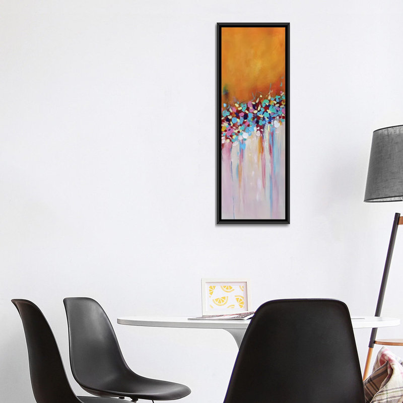 « abstract jardin v », impression sur toile, H 48 po x l 16 po x P 1,5 po, Cadre noir