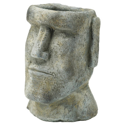 Easter Island Themed Planter, 9 Inch, Gray Cement, Small To Medium Rhododendrons, Alluring Design Concept Calendulas, Appeal