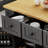 53.2-Inch Large Kitchen Island 2-Piece Set: Folding Tabletop, Outlet Socket, Inside Door Storage Shelf, 5-Wheel Trolley, 5 Side Shelves, Kitchen Suitable, Black, Stool Not Included-1760446995
