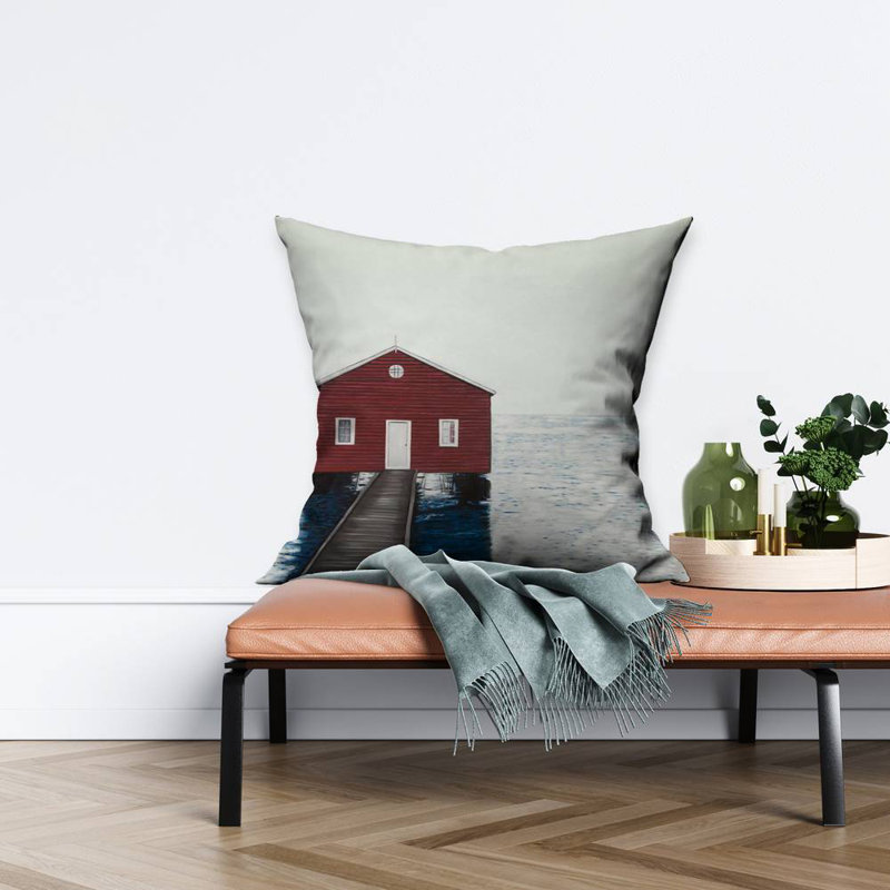 Boathouse - 26"x26" Throw pillow - Poly twill - Print on demand, 26" H x 26" W, Polyester/Polyfill