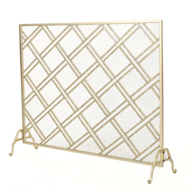 Bachar Iron Fireplace Screen, Gold