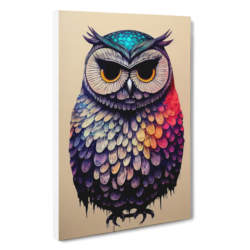 Splashed Owl No.3 - Wrapped Canvas, 50cm H x 35cm W x 3cm D