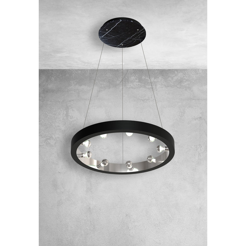 Cassiopeia 9 - Light Waggon Wheel Pendant, Black