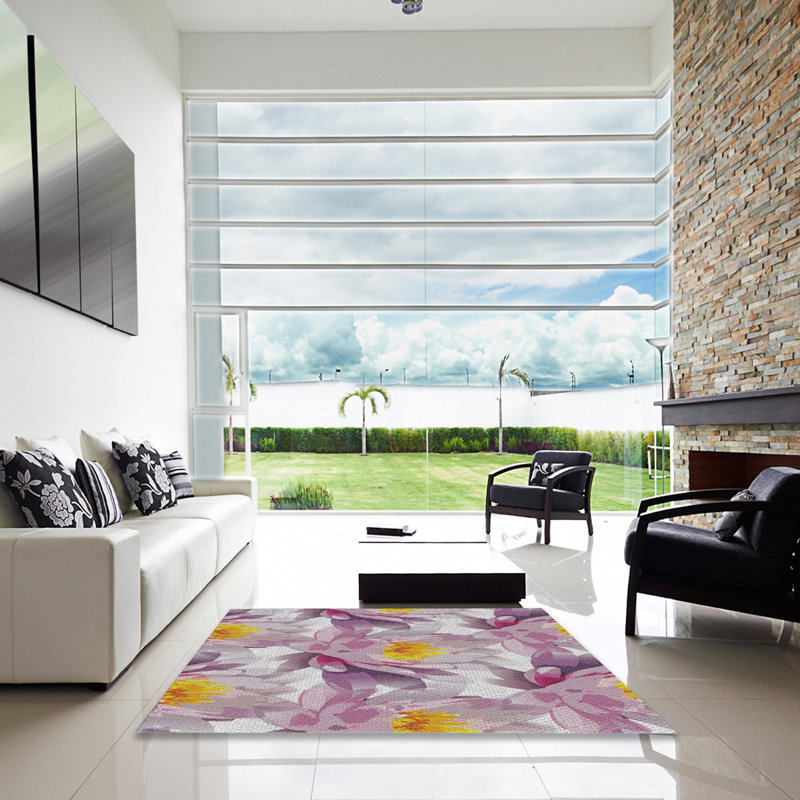 Tapis mauve/gris à motifs, Carré 5 pi