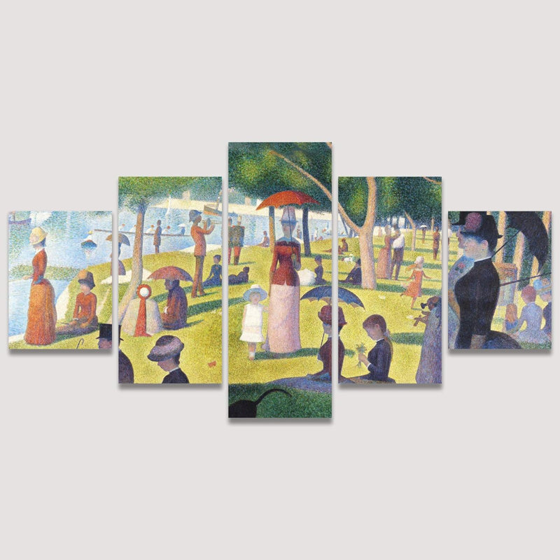 Famous Artwork " A Sunday On La Grande Jatte Abstract Plants " by Georges Seurat 5 - Pieces