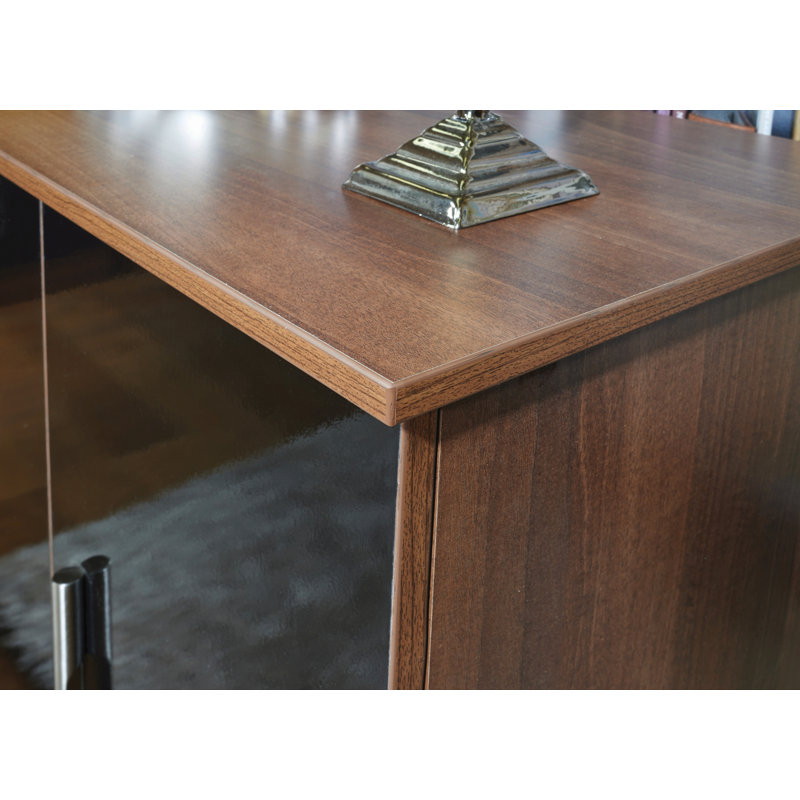 Fully Assembled Ratzlaff 1 Drawer Combi Chest, Black Gloss/Noche Walnut