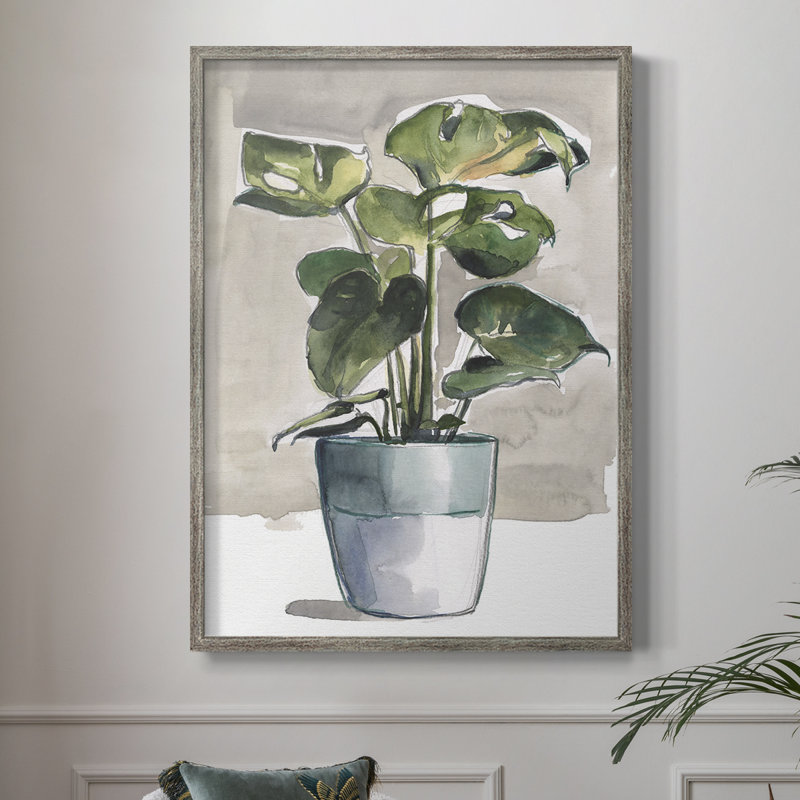 Potted Houseplant II Framed Print - Solid Wood, 30" H x 24" W