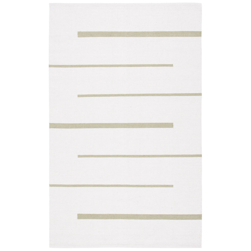 Tapis rayé en coton tissé à la main Estréf, Rectangle 5 pi x 8 pi