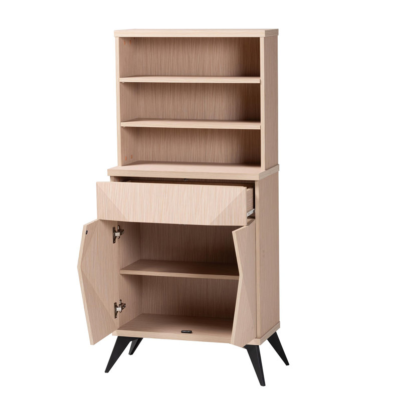 Armoire de cuisine en bois brun clair et noir Mid-Century