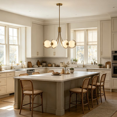 6-Light Modern Farmhouse Sputnik Chandelier  For Dining Room  Living Room