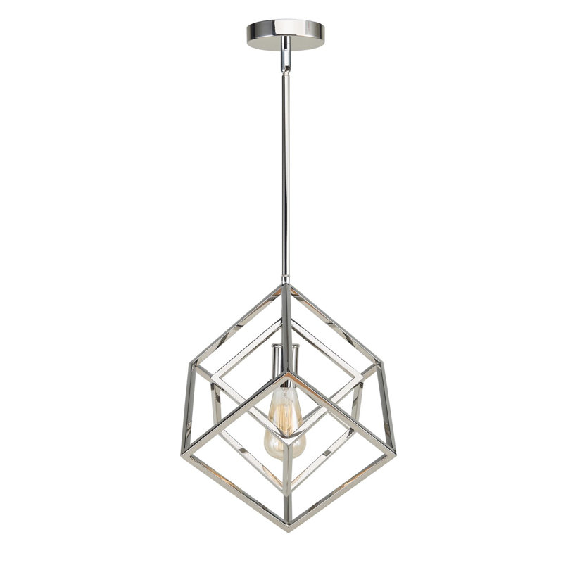 Luminaire suspendu géométrique 1 lumière Perronette, Nickel poli