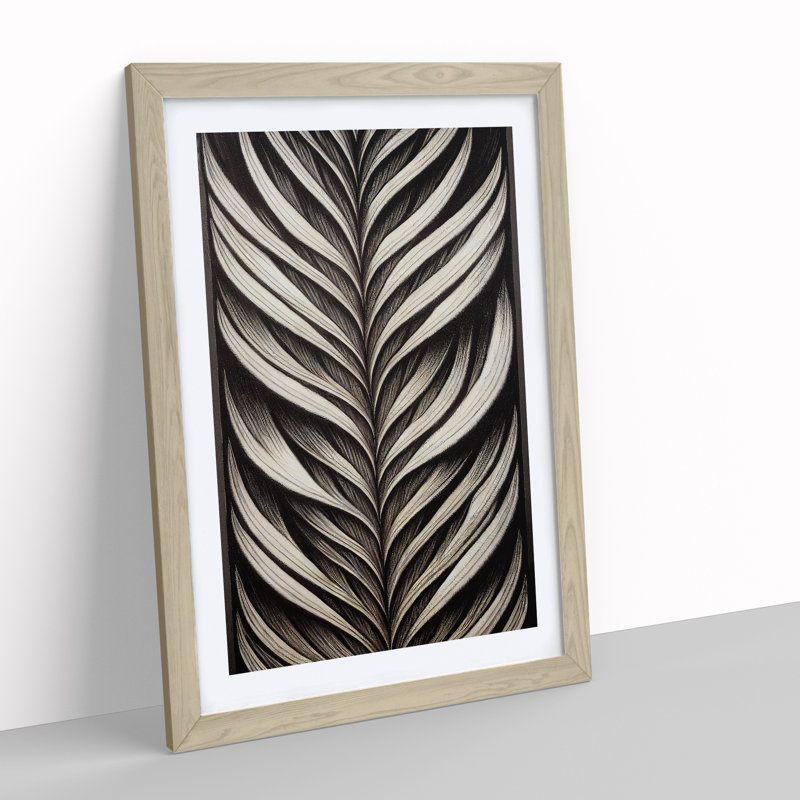 Traditional Feather - Wall Art, 36cm H x 27cm W, Oak Framed, White