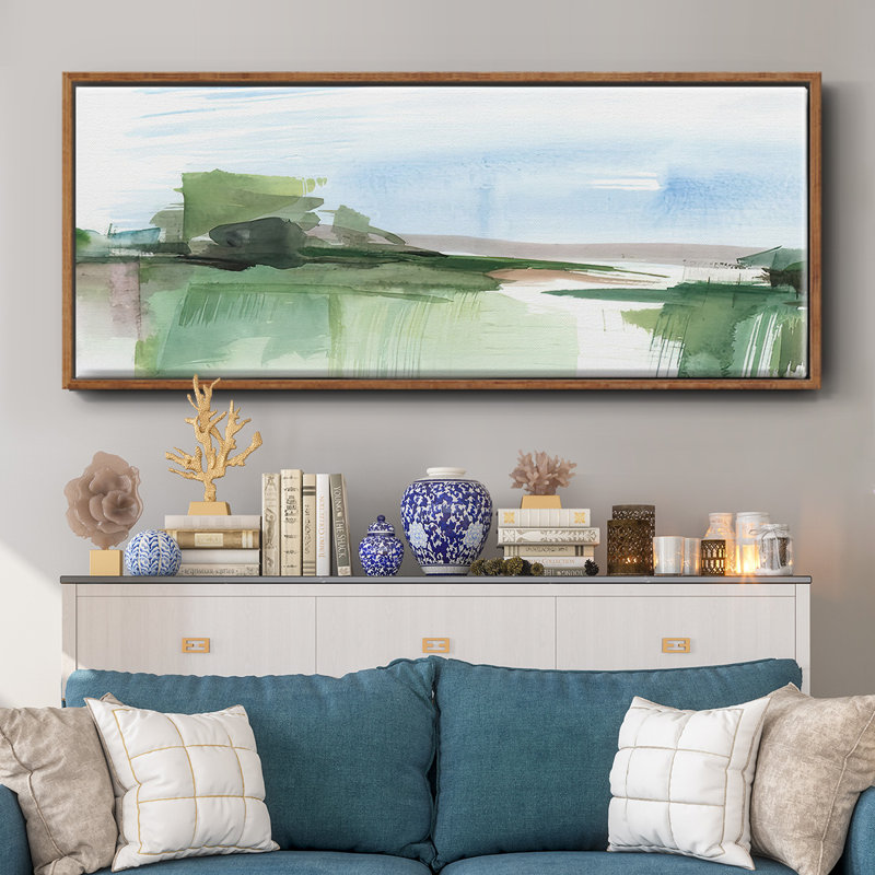 «Abstract Wetland IV», toile encadrée, H 20 po x l 50 po