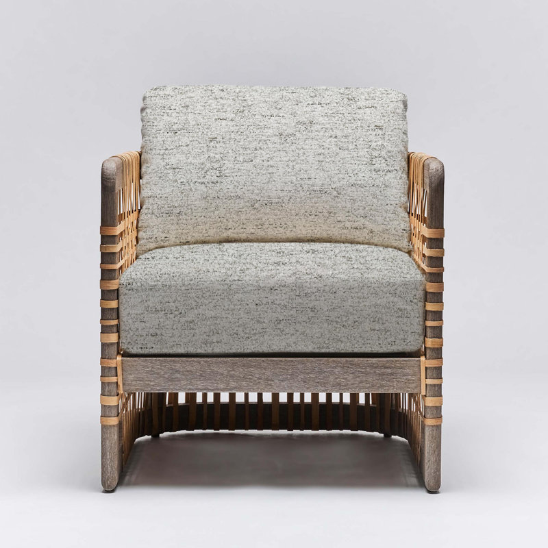 Palms Armchair, Jade Chenille, White Ceruse